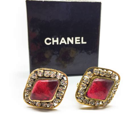 red chanel earrings